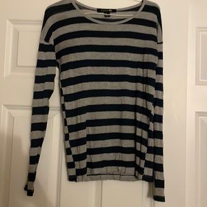 Gray and navy blue long sleeve shirt